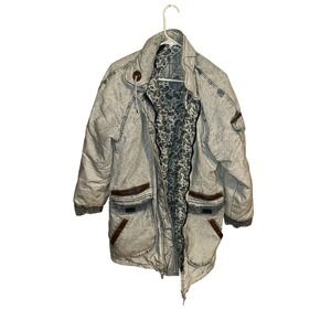 The Incrowd Collection Vintage Acid Wash Denim Jacket Lined Paisley Size M